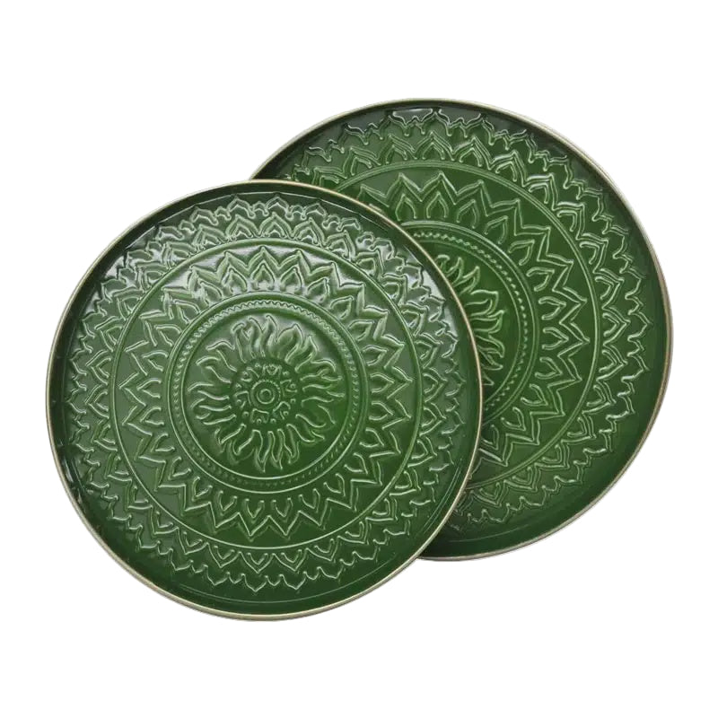 Cotton Tray Aztec - Set of 2 - Dark Green | Le Forge