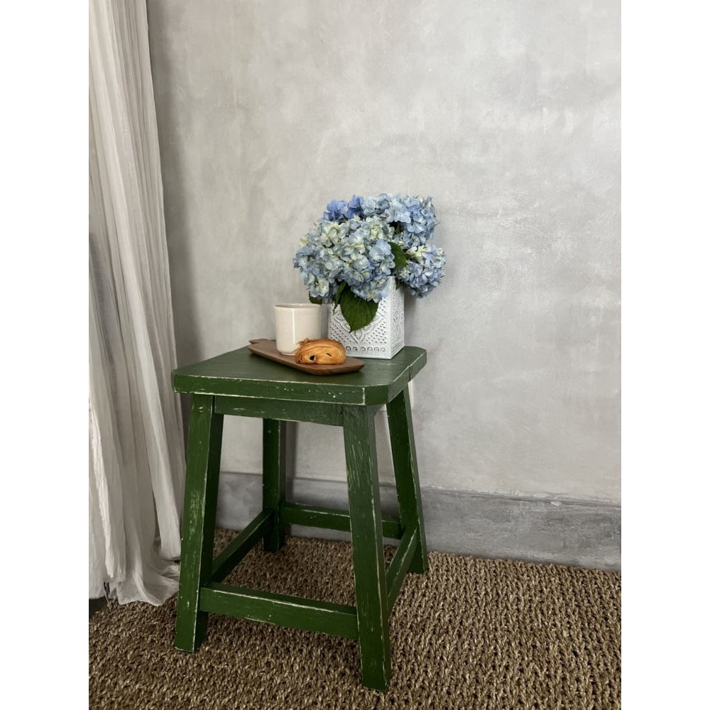 Florence Stool Square - Green | Parnell + Co