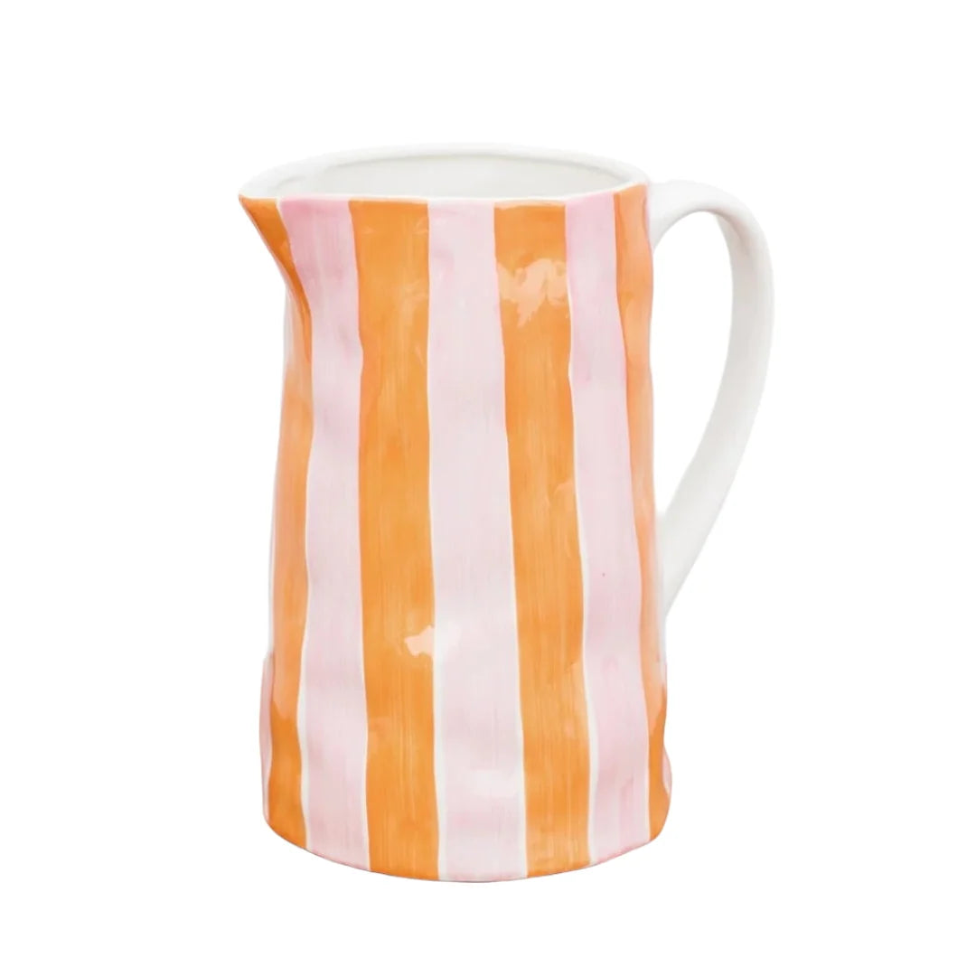 Ceramic Jug - Medium - Orange & Pink Stripe | Noss & Co
