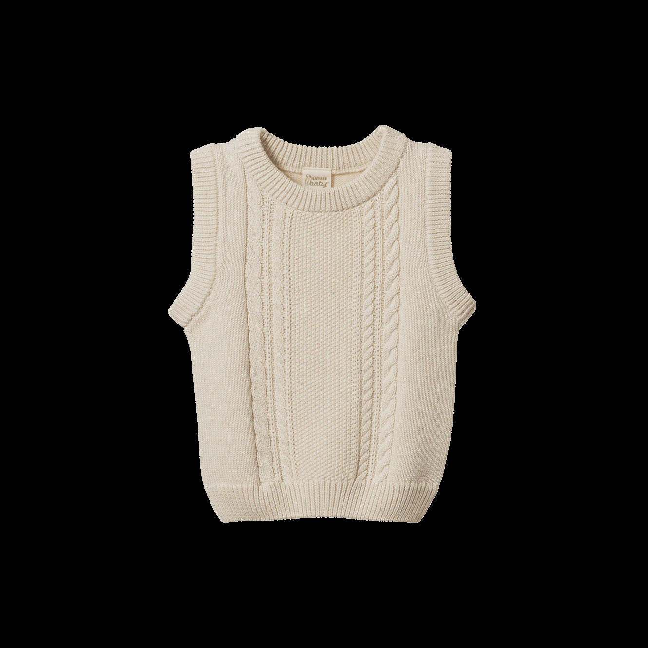 Walter Vest - Oatmeal Marl Cable Knit | Nature Baby
