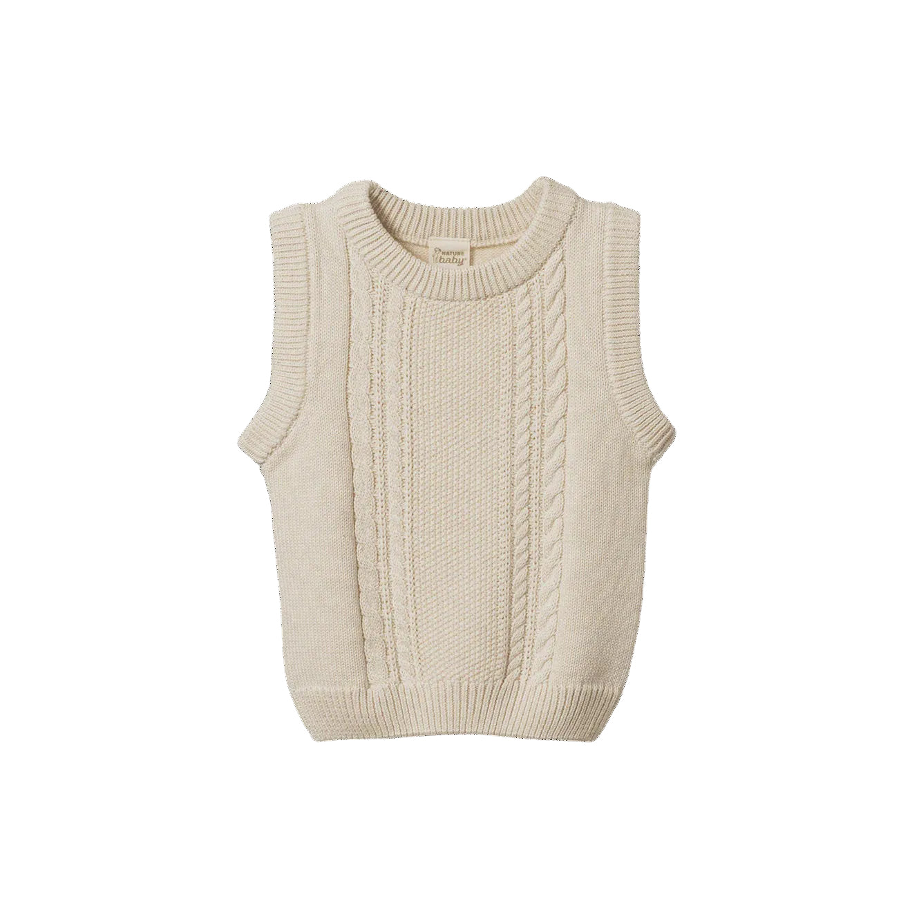Walter Vest - Oatmeal Marl Cable Knit | Nature Baby