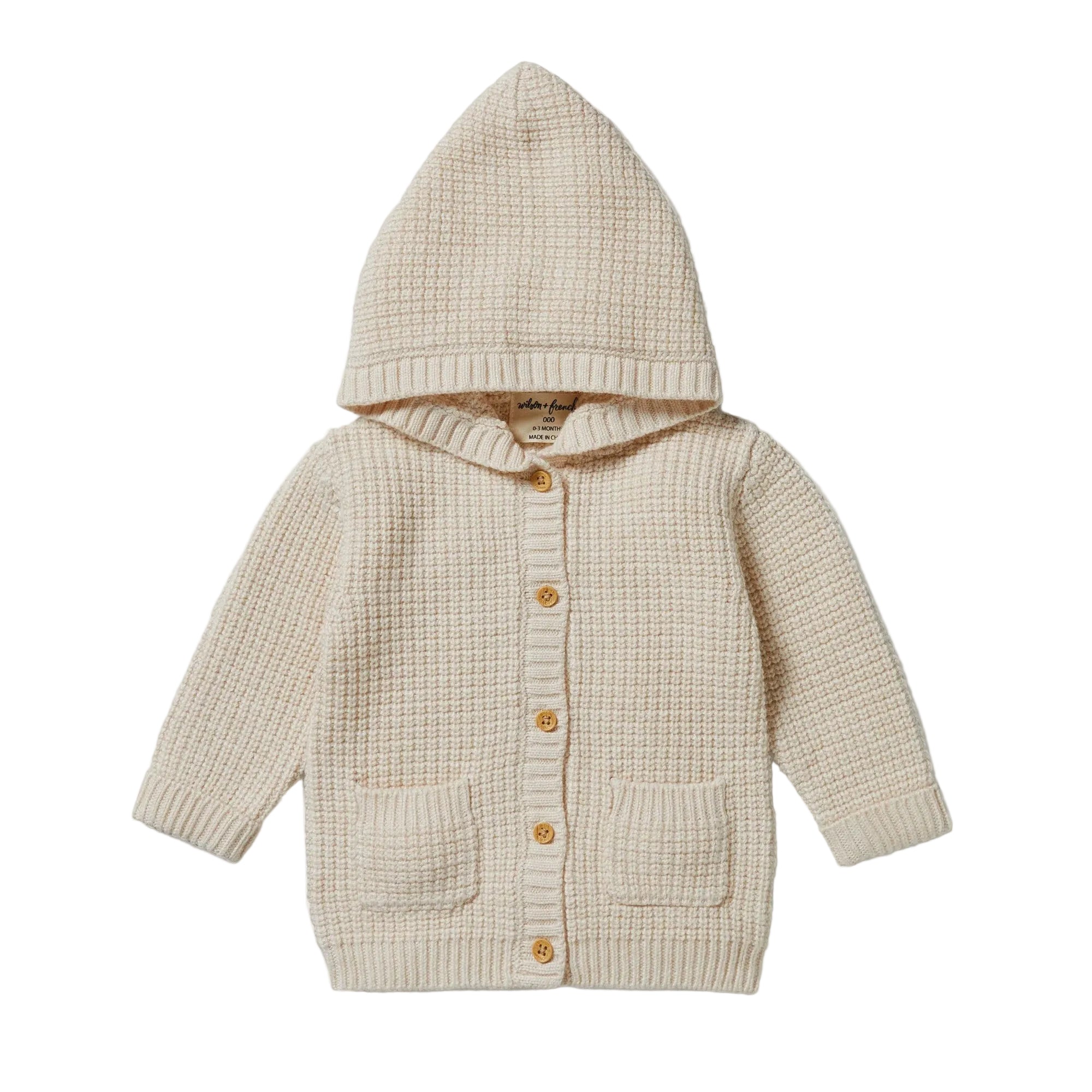 Knitted Button Jacket - Sand Melange | Wilson + Frenchy