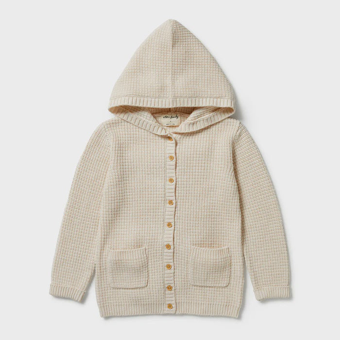 Knitted Button Jacket - Sand Melange | Wilson + Frenchy