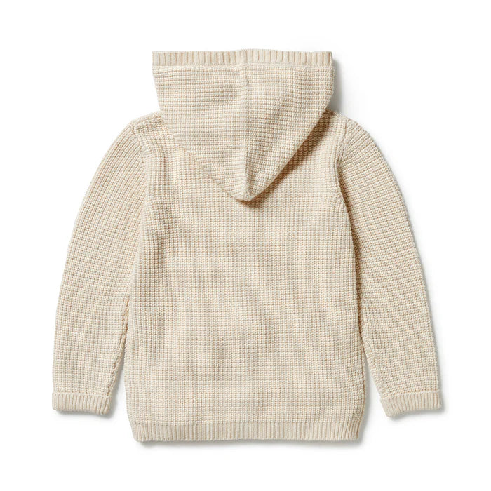 Knitted Button Jacket - Sand Melange | Wilson + Frenchy