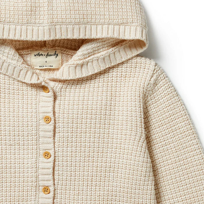 Knitted Button Jacket - Sand Melange | Wilson + Frenchy