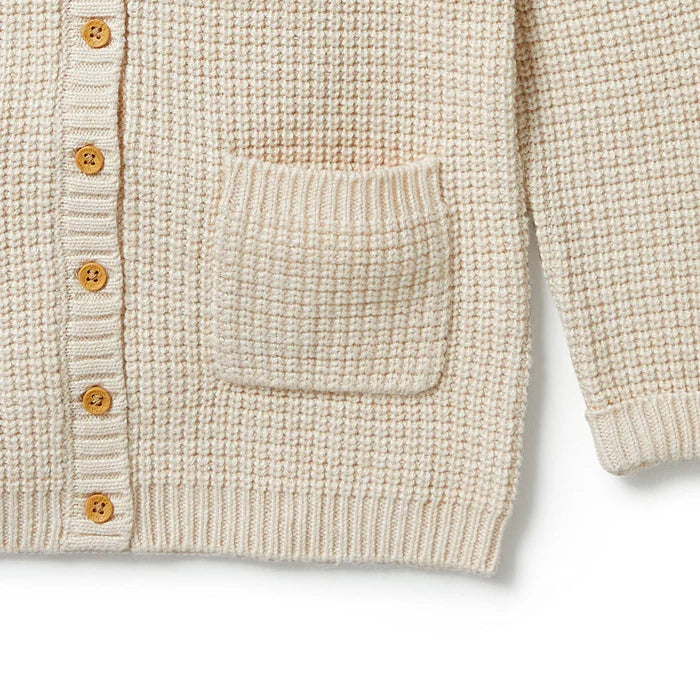 Knitted Button Jacket - Sand Melange | Wilson + Frenchy