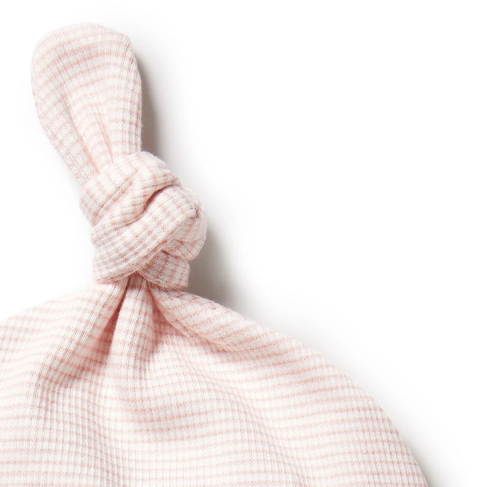 Organic Stripe Rib Knot Hat - Cantaloupe - Organic Stripe Rib | Wilson + Frenchy
