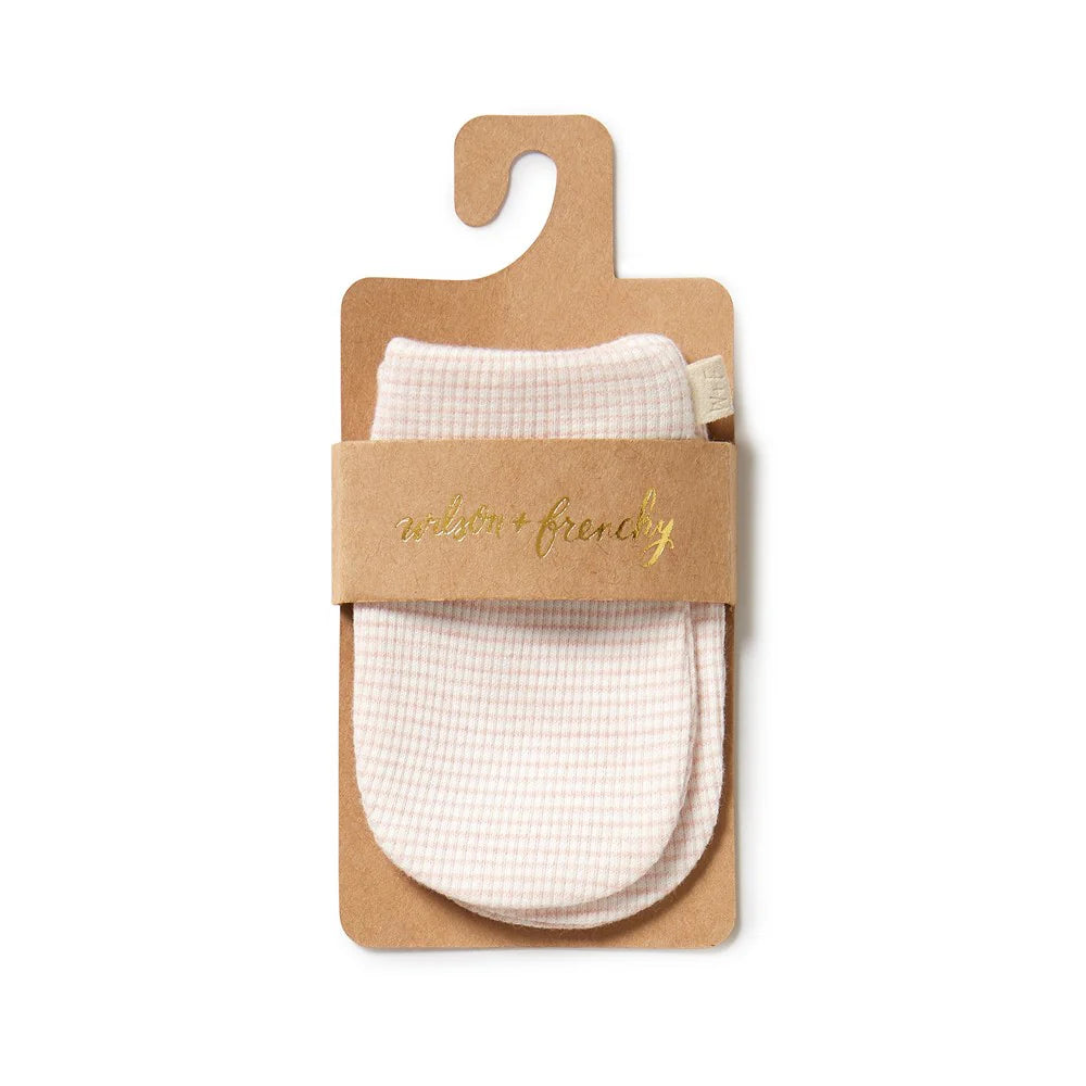 Organic Stripe Rib Mittens - Cantaloupe - Organic Stripe Rib | Wilson + Frenchy