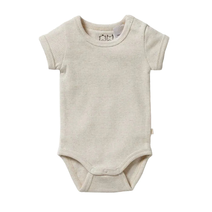 Organic Stripe Rib Bodysuit - Oatmeal | Wilson + Frenchy