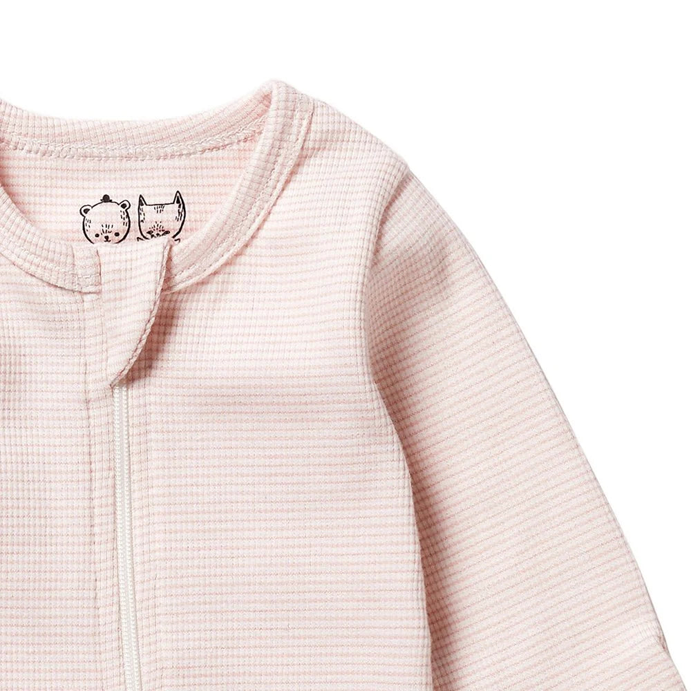 Organic Stripe Rib Zipsuit with Feet - Cantaloupe - Organic Stripe Rib | Wilson + Frenchy