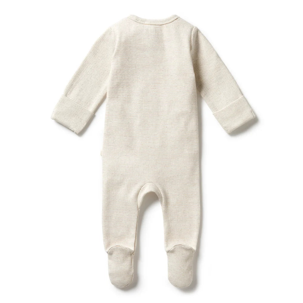 Organic Stripe Rib Zipsuit with Feet - Oatmeal | Wilson + Frenchy