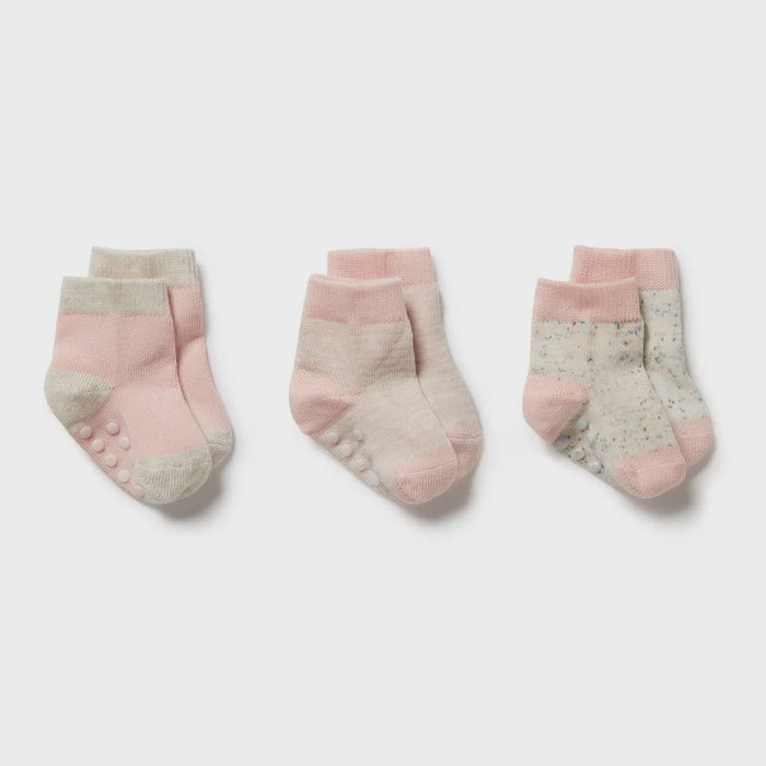 Organic 3 Pack Baby Socks - Cantaloupe - Cotton Nylon Knit