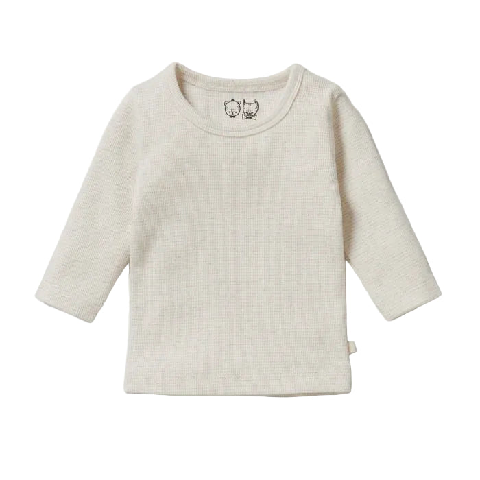 Organic Stripe Rib Long Sleeved Top - Oatmeal | Wilson + Frenchy