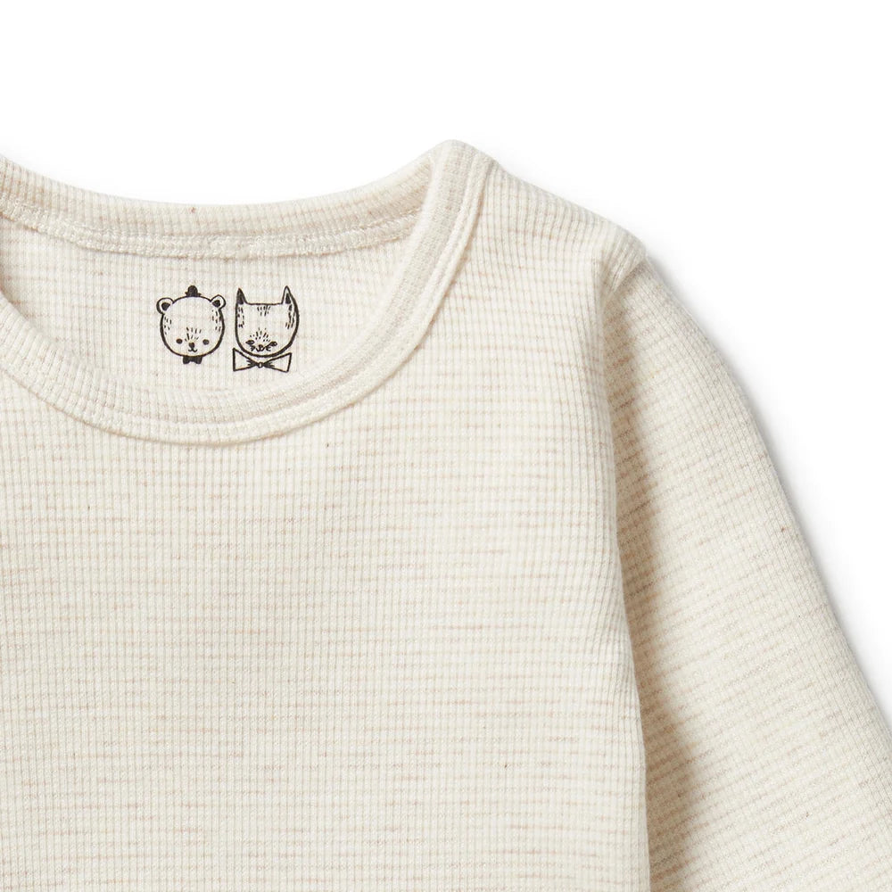 Organic Stripe Rib Long Sleeved Top - Oatmeal | Wilson + Frenchy