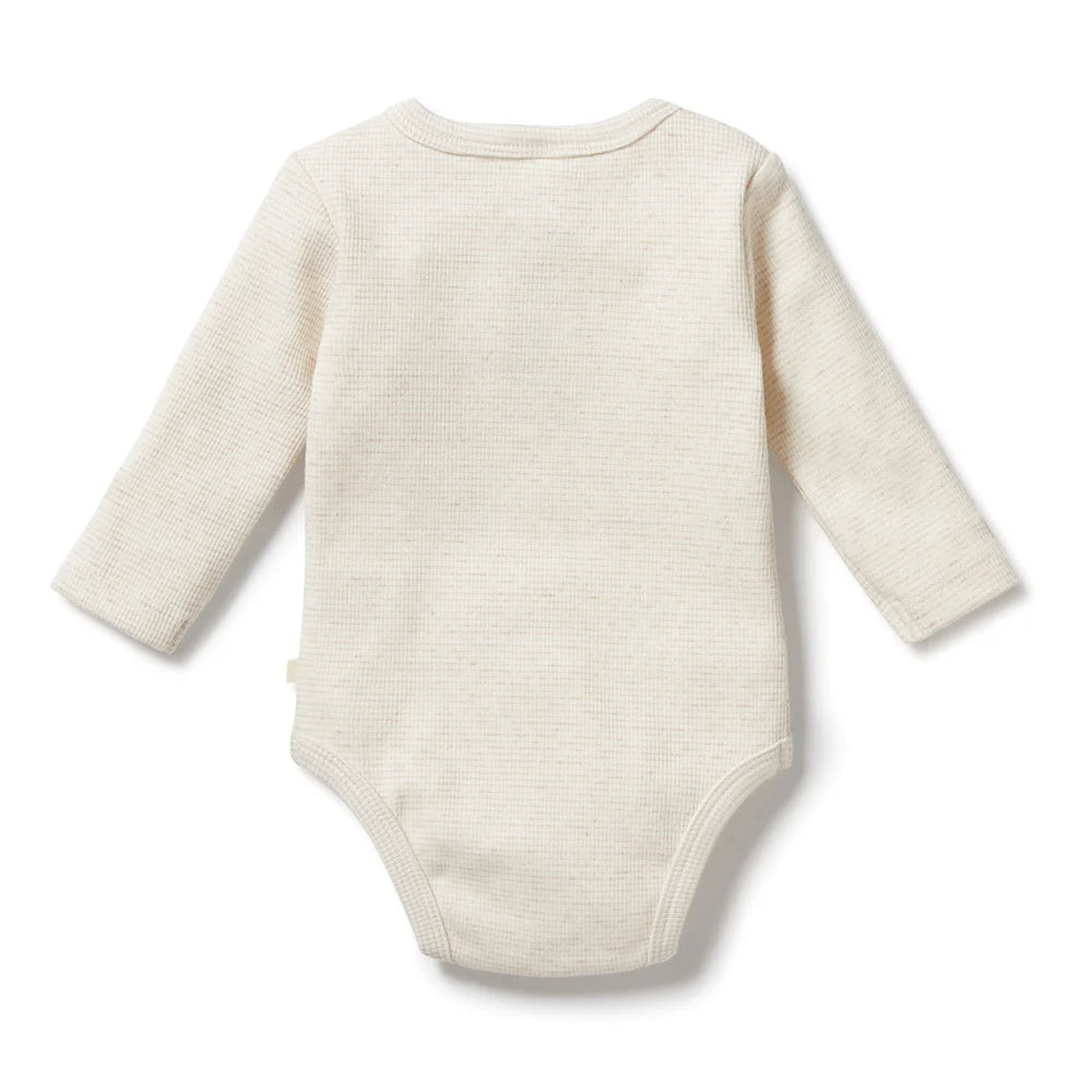 Organic Stripe Rib Long Sleeved Bodysuit - Oatmeal | Wilson + Frenchy