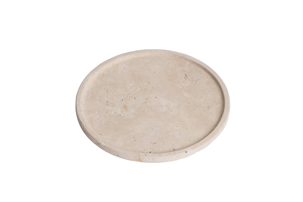 Moon Round Tray - Light Travertine | Ned Collections