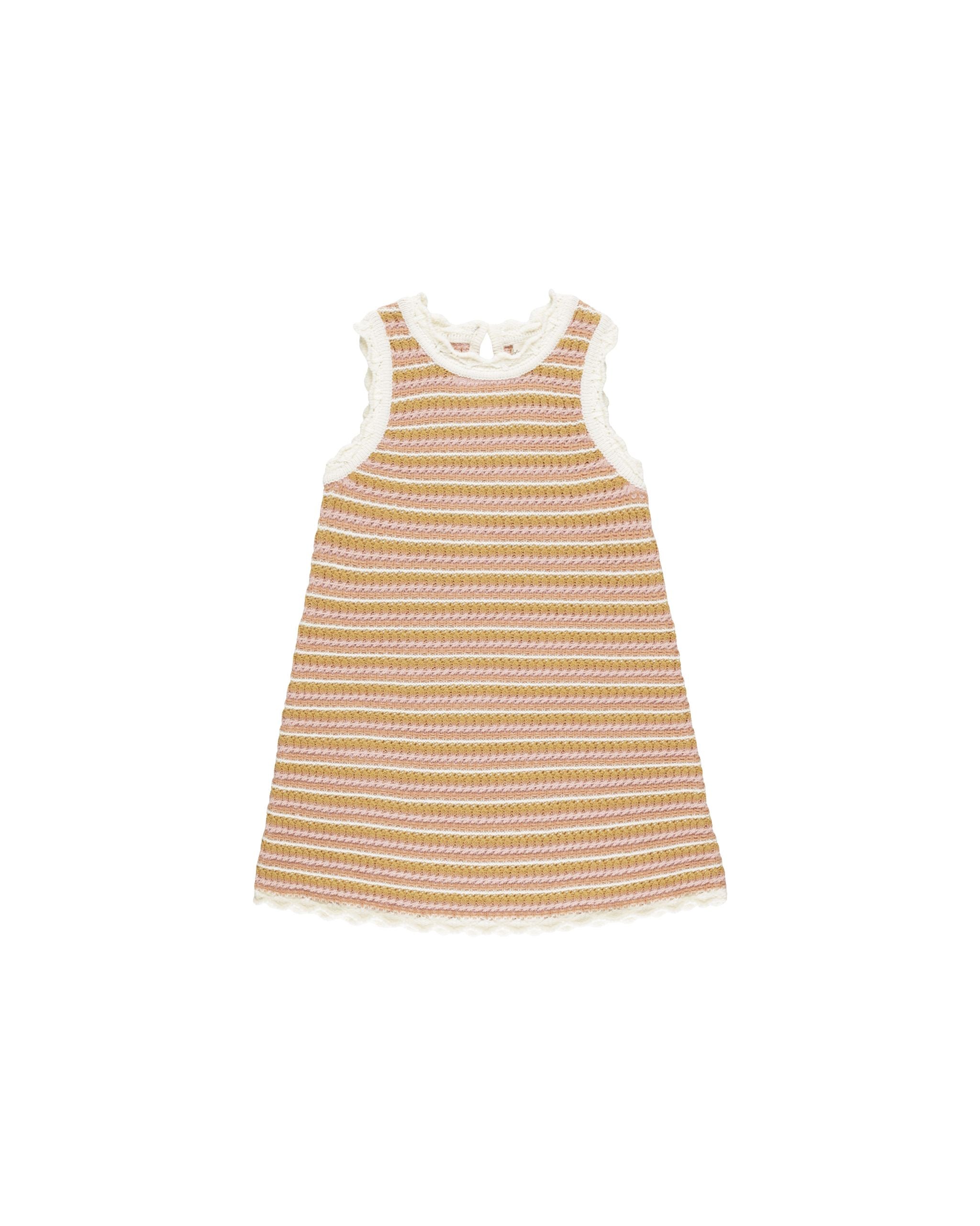 Crochet Tank Mini Dress || Pink Stripe - PINK | Rylee + Cru