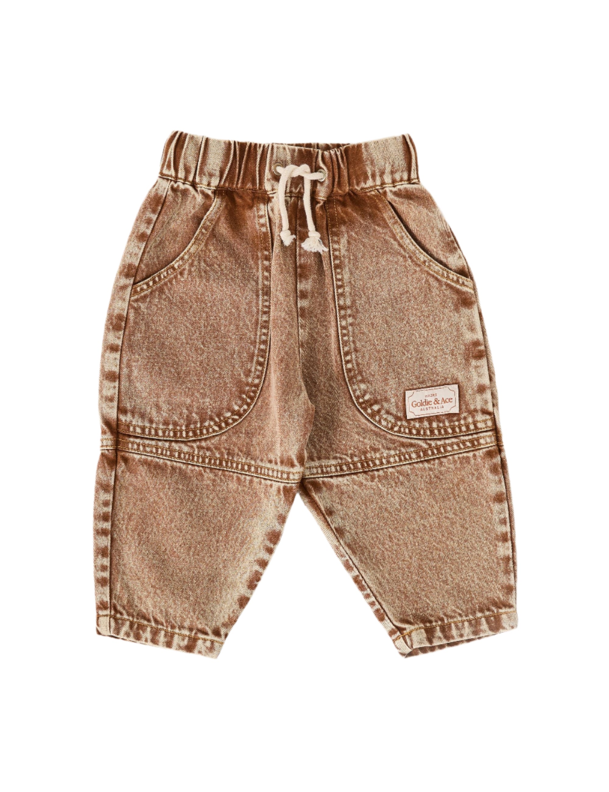 DREW DENIM POCKET PANT BROWN | Goldie + Ace