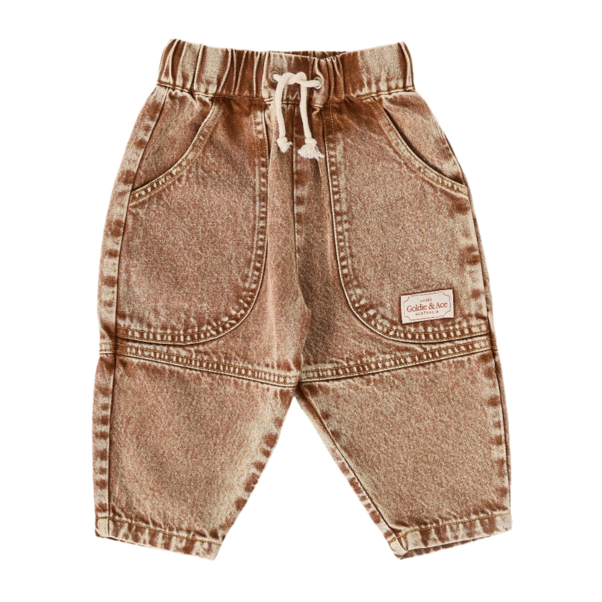 DREW DENIM POCKET PANT BROWN | Goldie + Ace