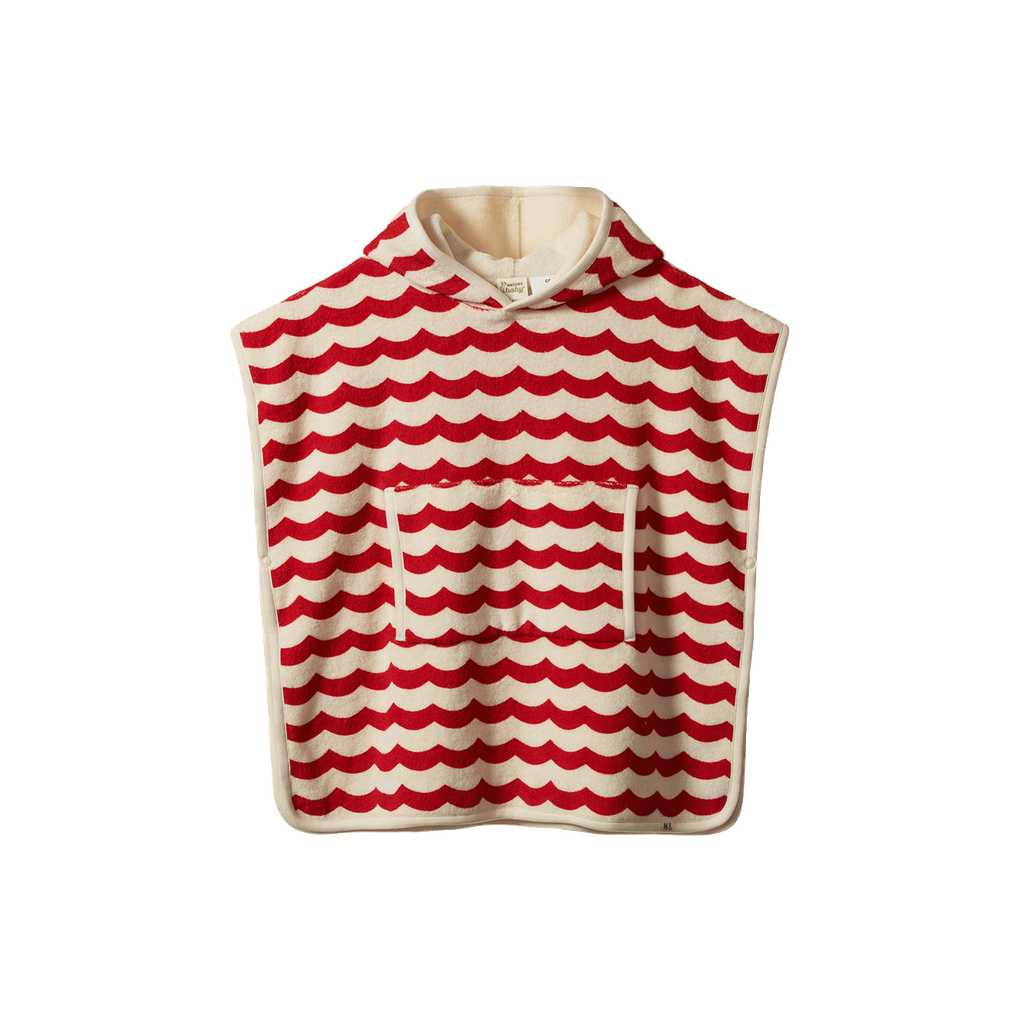 PONCHO TOWEL - Waves Red Print | Nature Baby