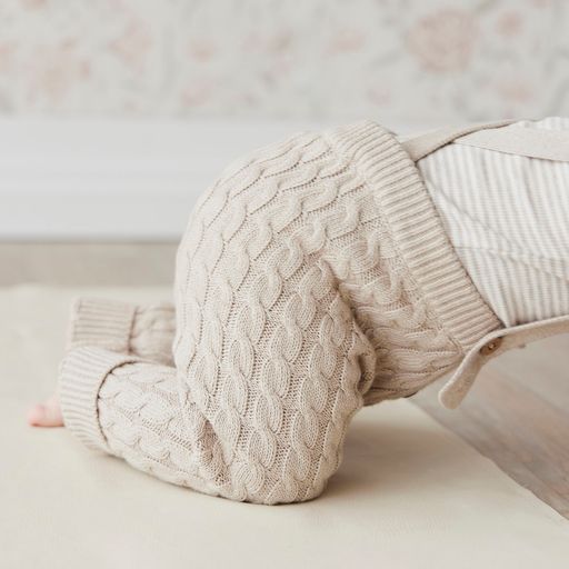 Finn Suspender Knitted Pant - Sand Marle | Jamie Kay