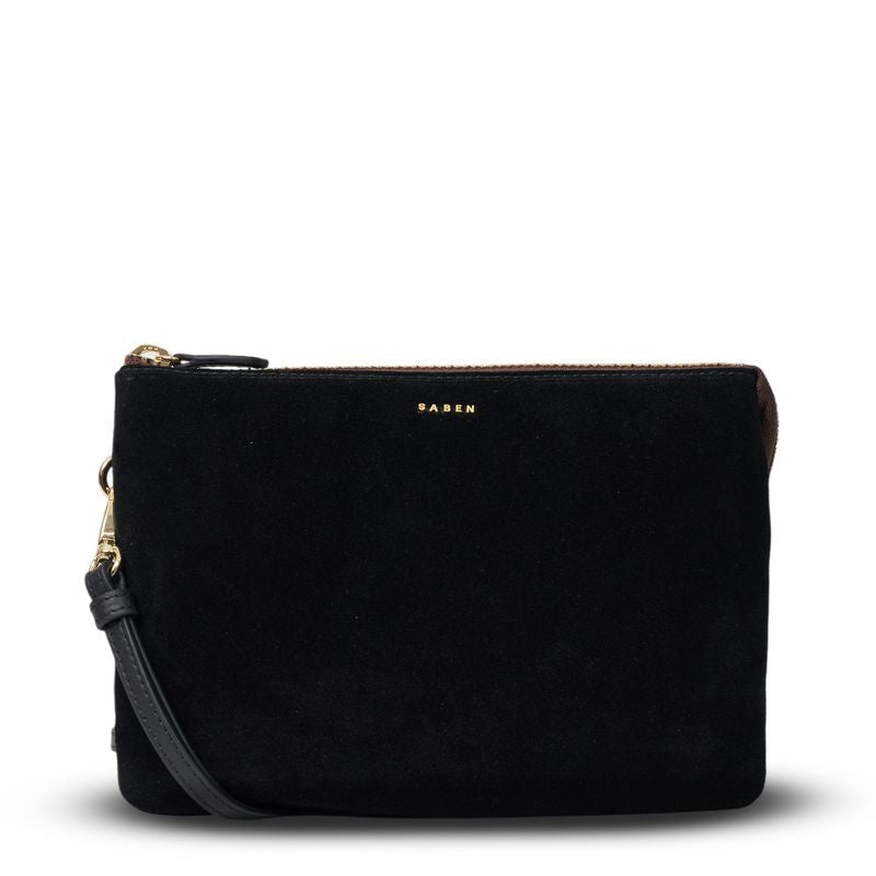 Tilly's Big Sis Crossbody - Black Suede | Saben
