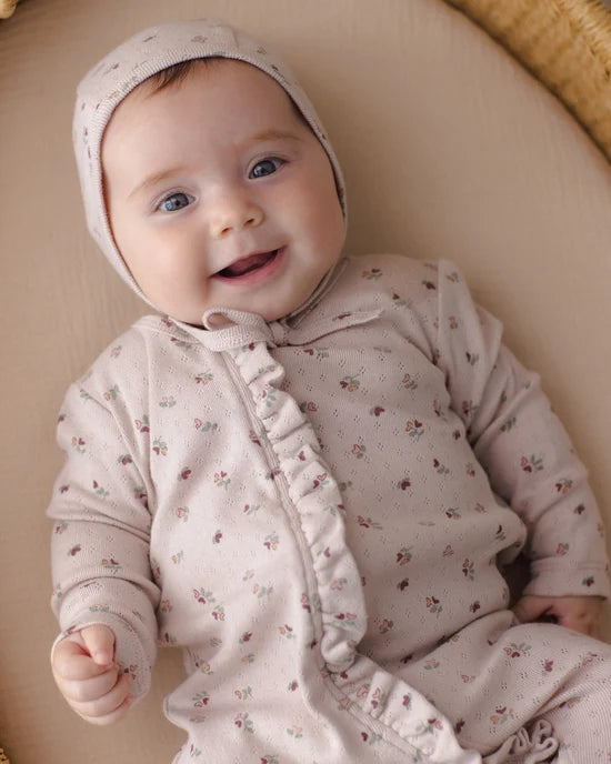 Ruffle Jumpsuit Heart Ditsy - Lilac | Quincy Mae