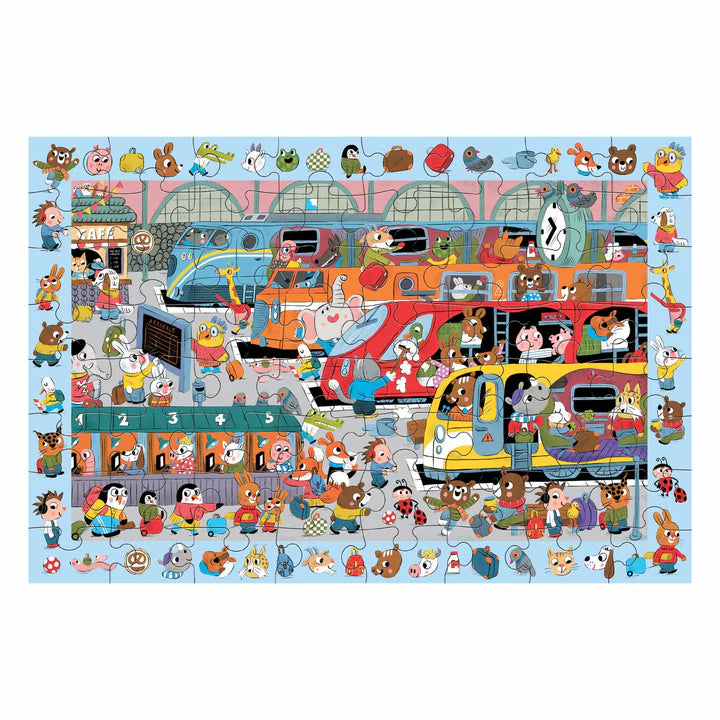 Search & Find All Aboard! Train Station 64 Piece Puzzle | Mudpuppy