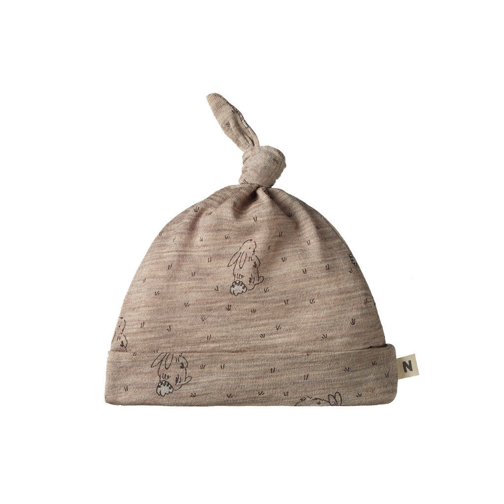 MERINO KNOTTED BEANIE - Bramble Burrow Print | Nature Baby