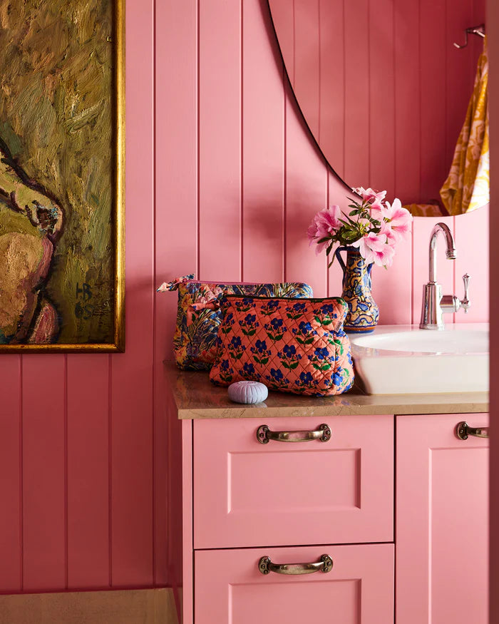 Quilted Cotton Toiletry Purse - Indian Summer Rose | Kip & Co x Anna Spiro