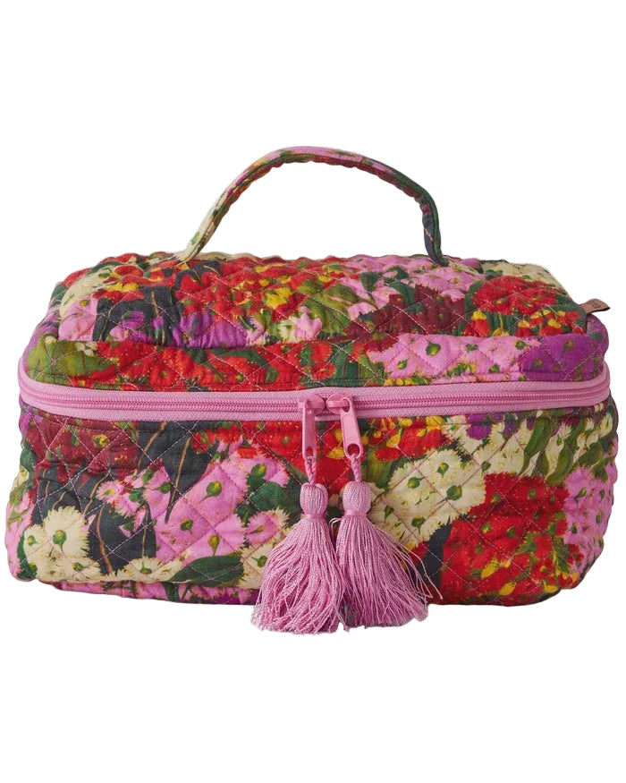 Quilted Cotton Toiletry Case - Australian Bush Blossom | Kip & Co