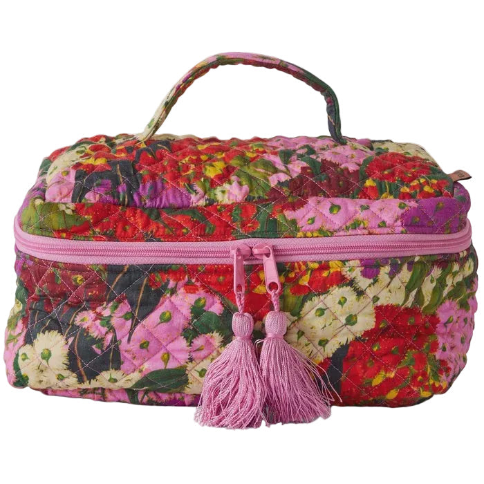 Quilted Cotton Toiletry Case - Australian Bush Blossom | Kip & Co