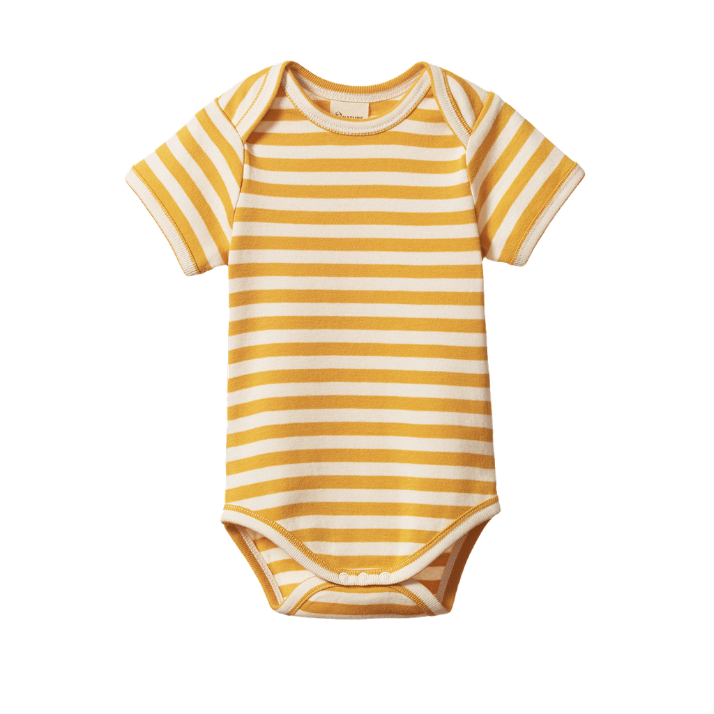 SHORT SLEEVE BODYSUIT - Golden Sea Stripe | Nature Baby