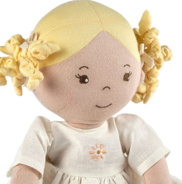 Priscy - Blonde Hair Doll with White Linen Dress | Tikiri-Bonikka