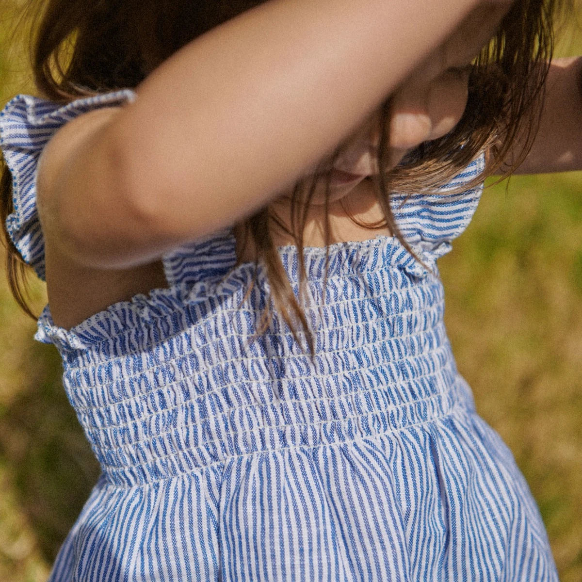 GALA DRESS LINEN | Blue Stripe | Nature Baby