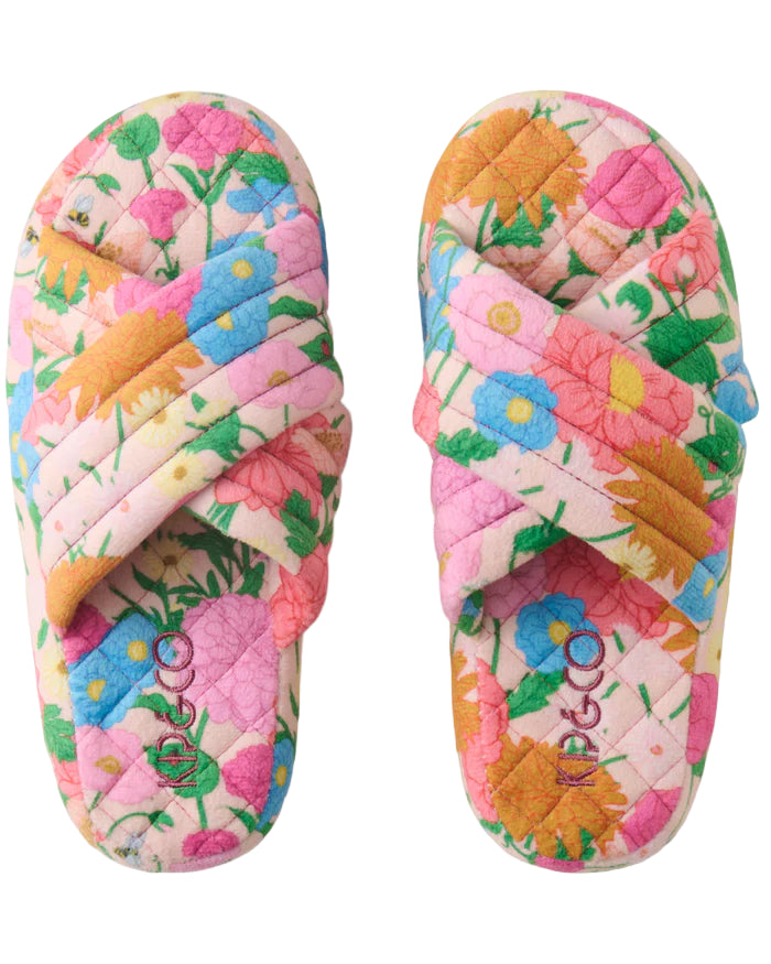 Follow The Sun Quilted Velvet Adult Slippers | Kip & Co