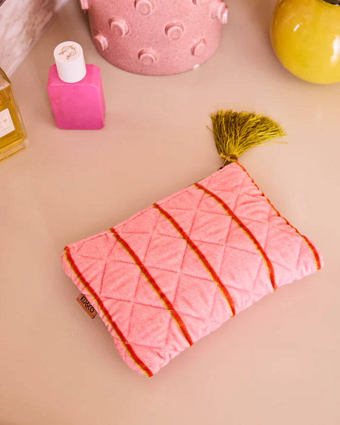 Wategos Soiree Stripe Velvet Cosmetics Purse | Kip & Co