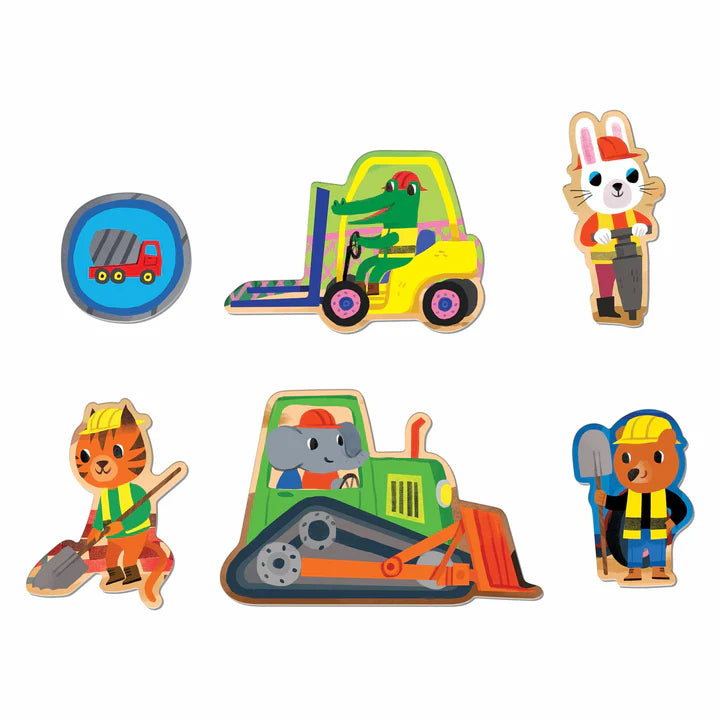 Construction Site 25 Piece Floor Puzzle with Shaped Pieces | Mudpuppy