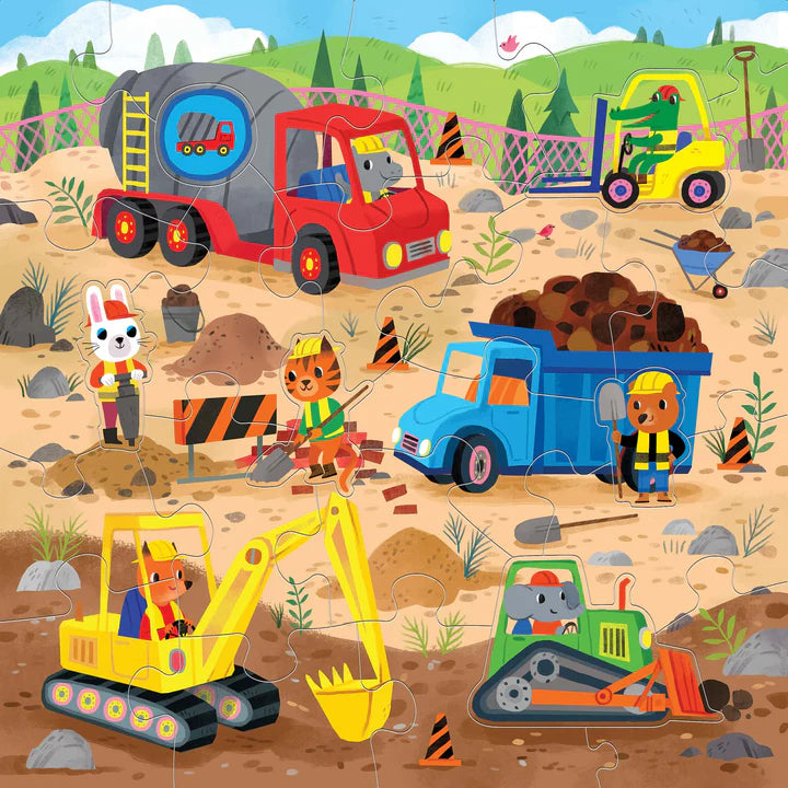 Construction Site 25 Piece Floor Puzzle with Shaped Pieces | Mudpuppy