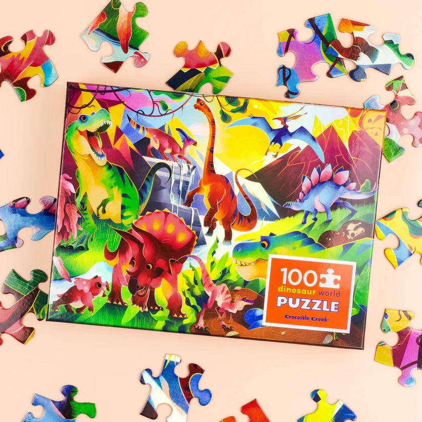 100 Piece Holographic Puzzle - Dinosaur World | Crocodile Creek