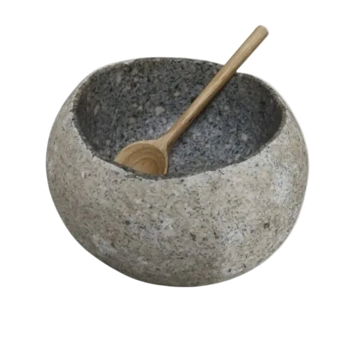 Stone Salt Bowl and Spoon | Blue Goose