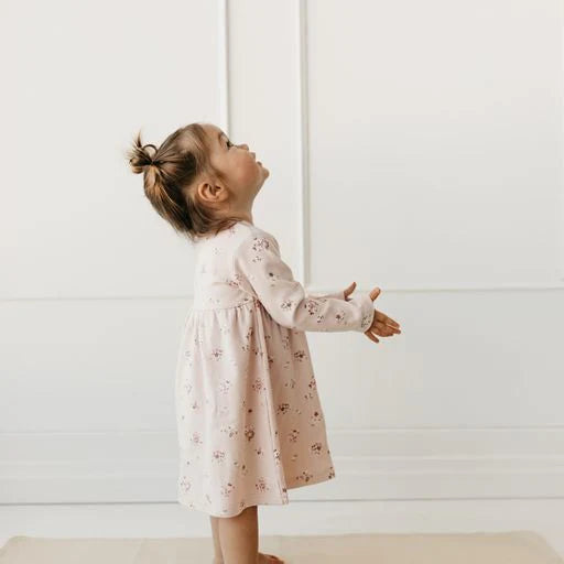 Organic Cotton Fine Rib Bridget Dress - Petite Fleur Soft Peony | Jamie Kay