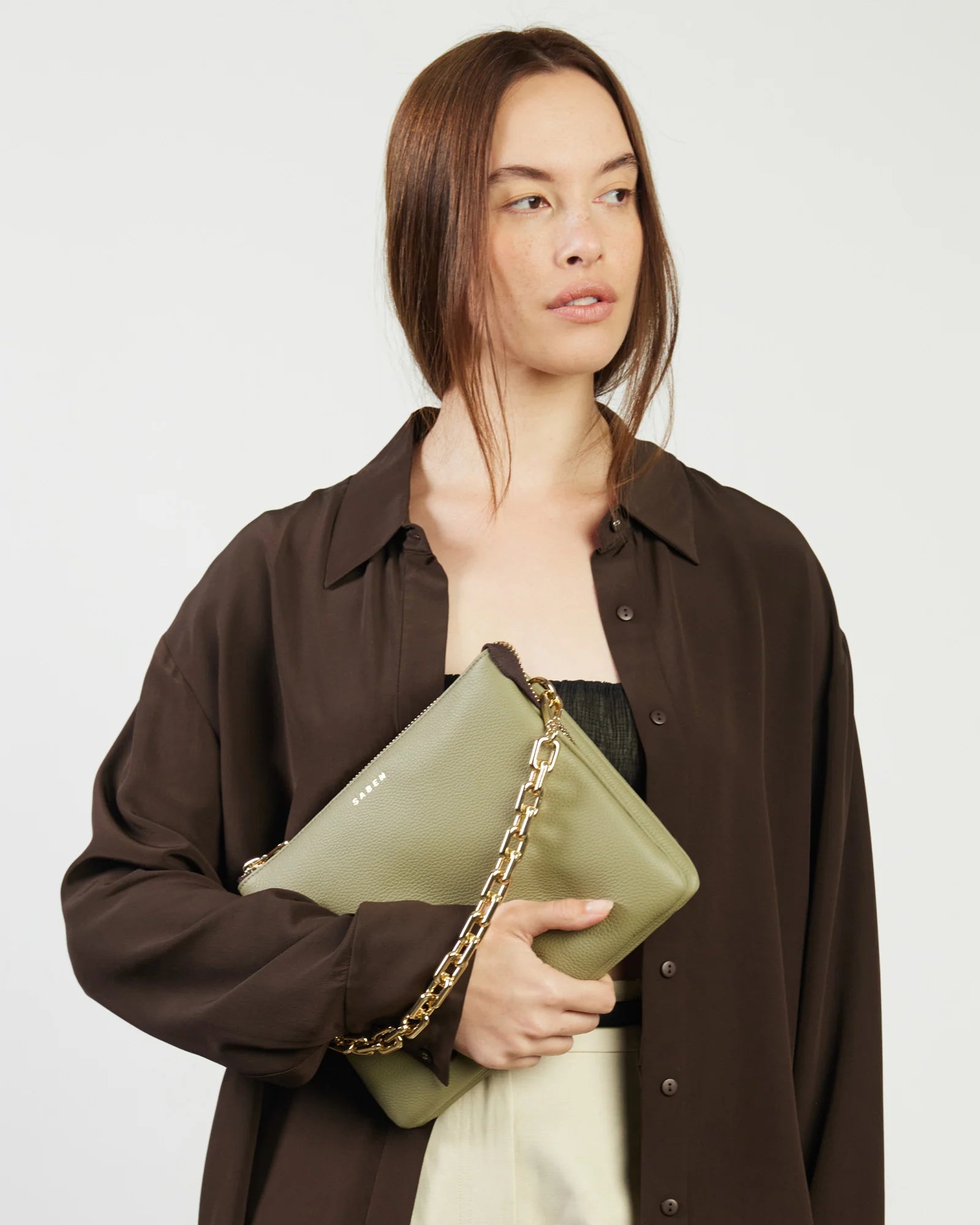 Matilda Crossbody Eucalyptus + Chunky Chain | Saben