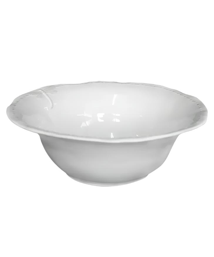 Dragonfly Stoneware White Salad Bowl Large | French Country