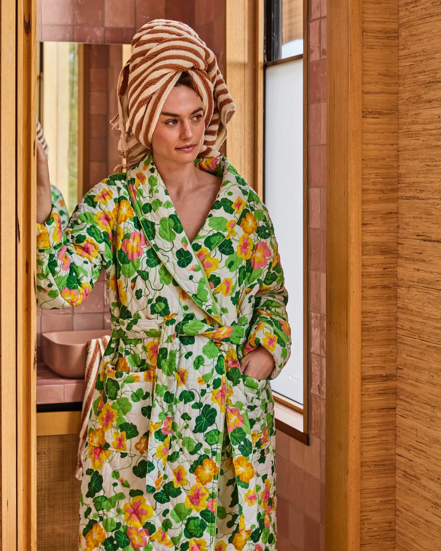 Nasturtium Quilted Cotton Robe | Kip & Co