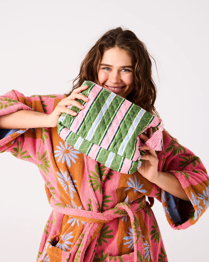 Cactus Stripe Quilted Cotton Toiletry Purse | Kip & Co