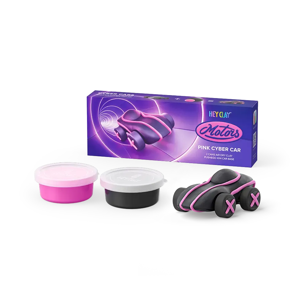 CYBER CAR (PINK), 2 cans, 1 car base, insert with stickers | Hey Clay