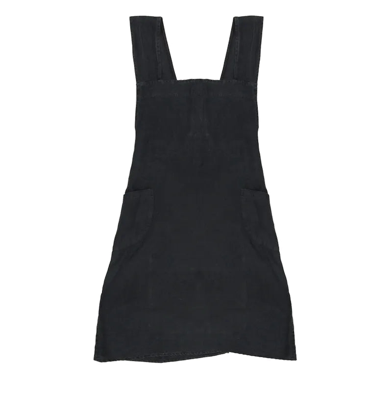 Cross Back Apron Black Stonewashed Linen | French Country