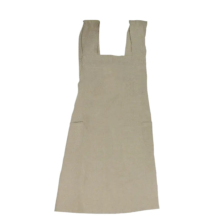 Cross Back Apron Natural Stonewashed Linen | French Country