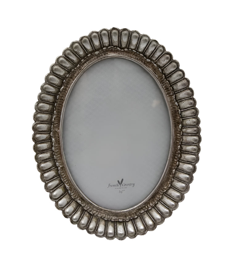 Fanned Oval Photo Frame Pewter Finish 5x7" | French Country